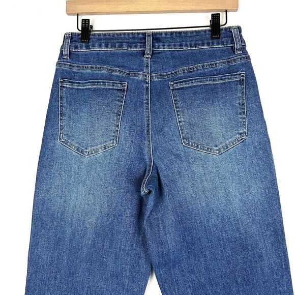 Camila Coelho Studded Straight Leg Jeans Size 8 High Rise Medium Wash - Picture 4 of 5